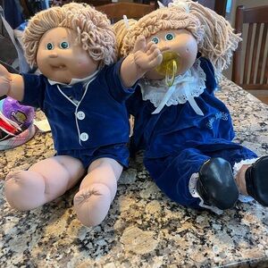 Charming Blue Velvet Doll Pair